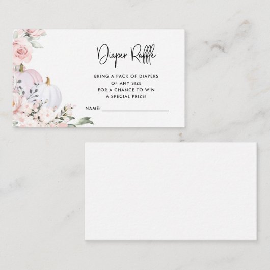 Roze pompoendopje voor luierraffle informatiekaartje (Voorkant / Achterkant)