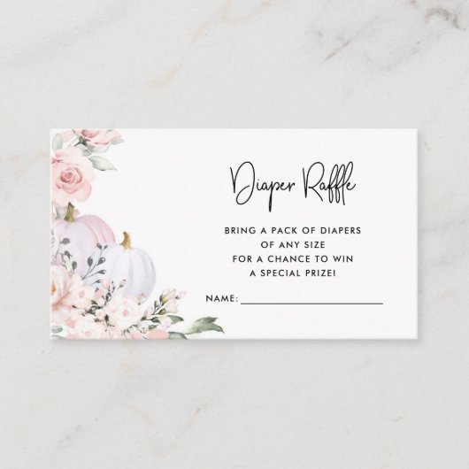 Roze pompoendopje voor luierraffle informatiekaartje (Voorkant)