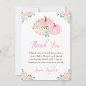 Roze pompoenen Baby shower Bedankkaart (Voorkant)