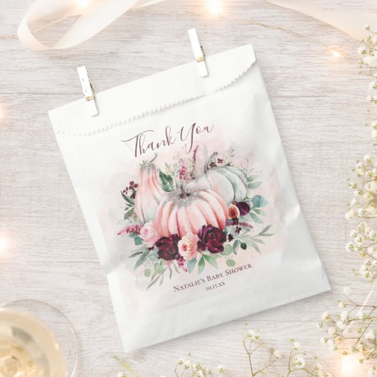 Roze pompoenen Baby shower Bedankzakje (Geknipt)