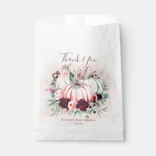 Roze pompoenen Baby shower Bedankzakje (Voorkant)