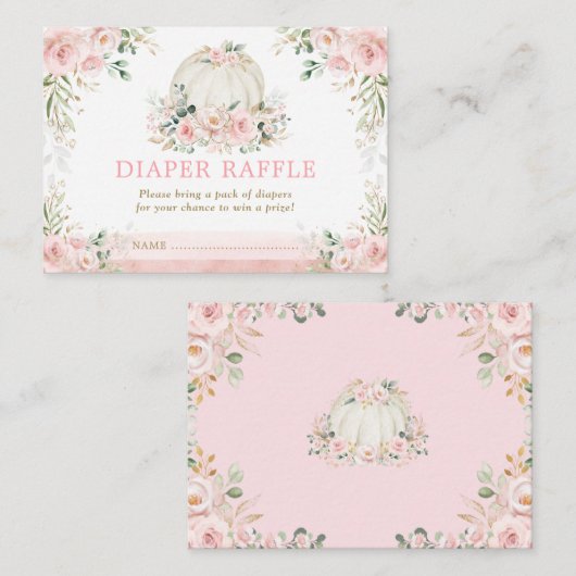 Roze pompoenen Baby shower Dappere Raffle Informatiekaartje (Voorkant / Achterkant)