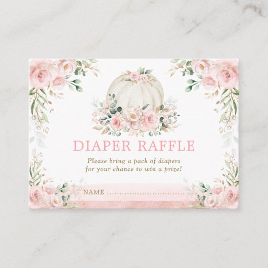 Roze pompoenen Baby shower Dappere Raffle Informatiekaartje (Voorkant)