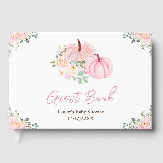 Roze pompoenen Baby shower Gastenboek (Voorkant)