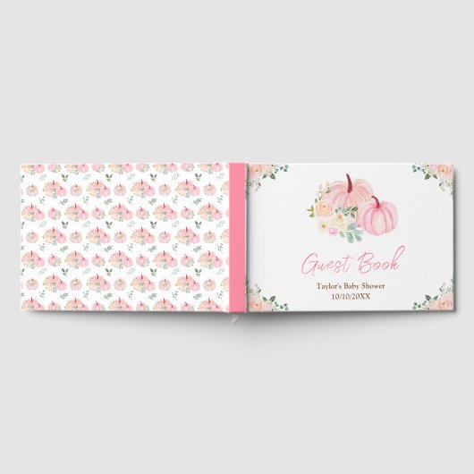 Roze pompoenen Baby shower Gastenboek (Volledig)