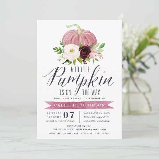 Roze pompoenen Baby shower Kaart (Staand voorkant)