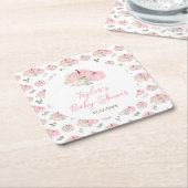 Roze pompoenen Baby shower Kartonnen Onderzetters (Schuin)
