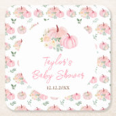 Roze pompoenen Baby shower Kartonnen Onderzetters (Voorkant)