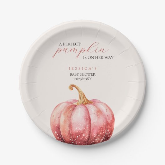 Roze pompoenen Baby shower Papieren Bordje (Voorkant)