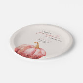 Roze pompoenen Baby shower Papieren Bordje (Gekanteld)