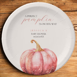 Roze pompoenen Baby shower Papieren Bordje