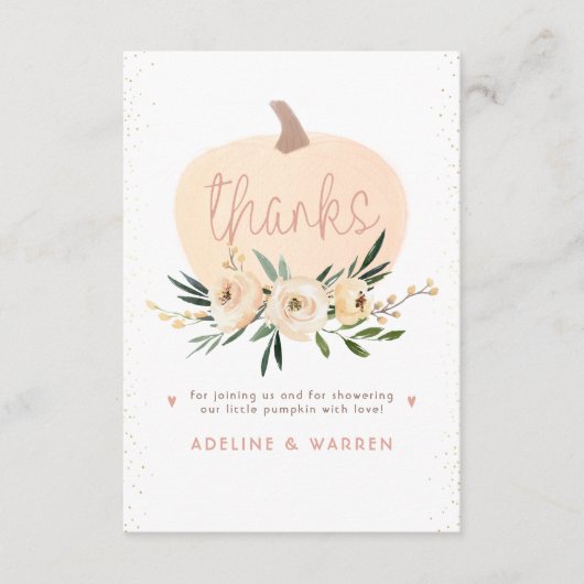 Roze pompoenen Baby shower Roze gouden Bedankt (Voorkant)