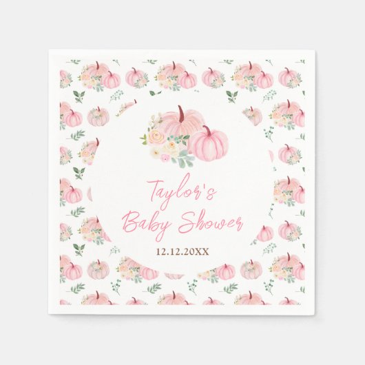 Roze pompoenen Baby shower Servet (Voorkant)