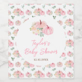 Roze pompoenen Baby shower Wijn Etiket (Enkel label)