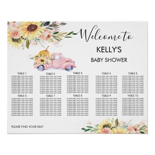 Roze pompoenen Baby shower Zitkuur Perfect Poster (Voorkant)