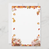 Roze pompoenen bladeren en stapels van hooi verjaa kaart (Achterkant)