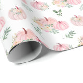 Roze Pompoenen Bloemen Cadeaupapier (Rol Hoek)