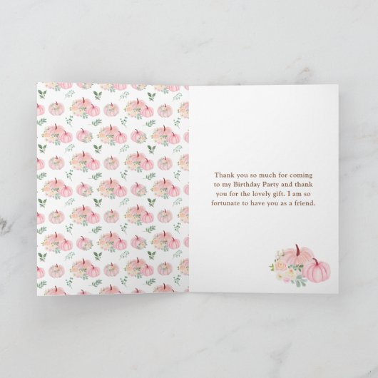 Roze pompoenen Bloemen Verjaardagsfeest Bedankkaart (Binnen)