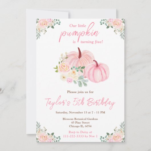 Roze pompoenen Bloemen Verjaardagsfeest Kaart (Voorkant)