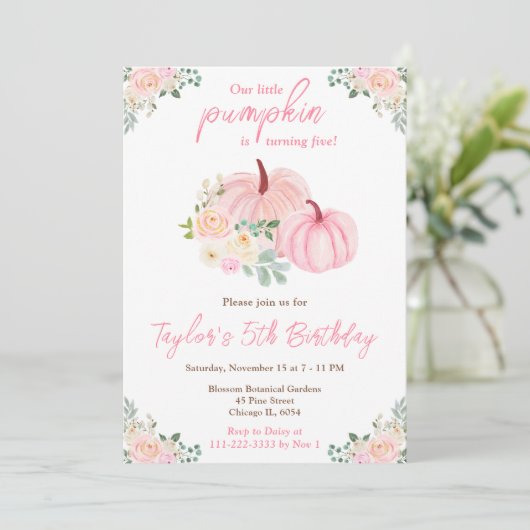 Roze pompoenen Bloemen Verjaardagsfeest Kaart (Staand voorkant)