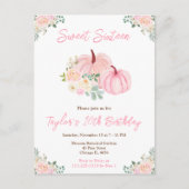 Roze Pompoenen Bloemige Sweet Sixteen Briefkaart (Voorkant)