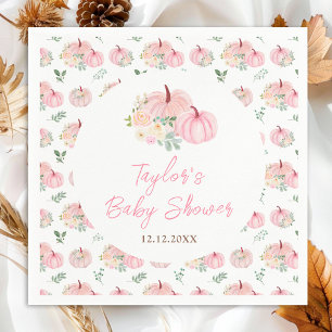 Roze Pompoenen Bloemrijke Baby Shower Servet