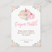 Roze pompoenen Floral Diaper Raffle Informatiekaartje (Voorkant)