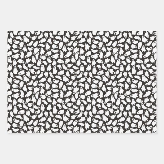 Roze pompoenen geesten schedels Halloween patronen Inpakpapier Vel (Voorkant 3)