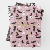 Roze pompoenen geesten schedels Halloween patronen Inpakpapier Vel (In situ)