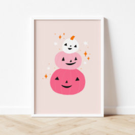 Roze pompoenen Halloween Poster