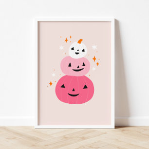 Roze pompoenen Halloween Poster