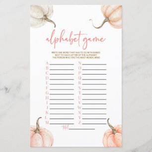 Roze Pompoenen Herfst Alfabet Baby shower Spel