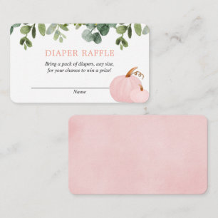 Roze Pompoenen herfst baby shower luier verloting  Informatiekaartje