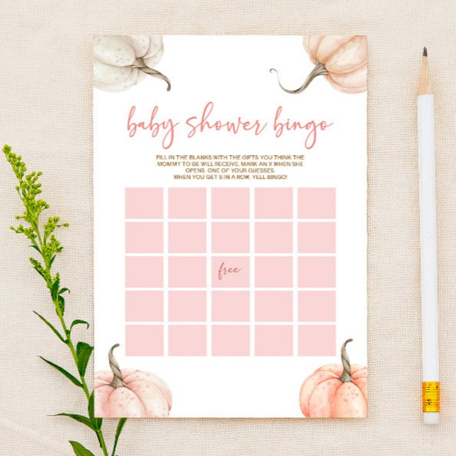 Roze Pompoenen Herfst Bingo Baby shower Spel (Creator heeft geüpload)