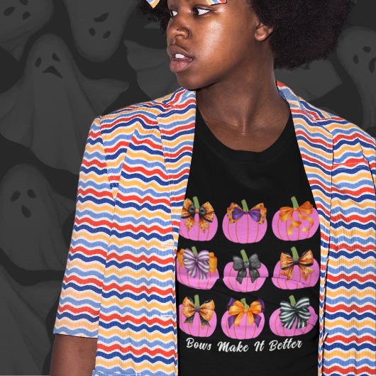 Roze pompoenen met bogen t-shirt