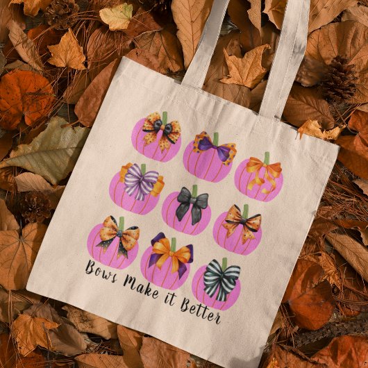 Roze pompoenen met Coquette Bows Square Canvas tas
