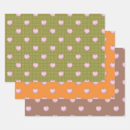 Roze pompoenen op Mocha Groen en Sinaasappel Inpakpapier Vel