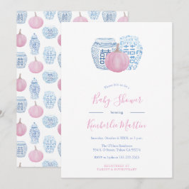 Roze Pompoenen Preppy Kleine Meisje Baby shower Kaart