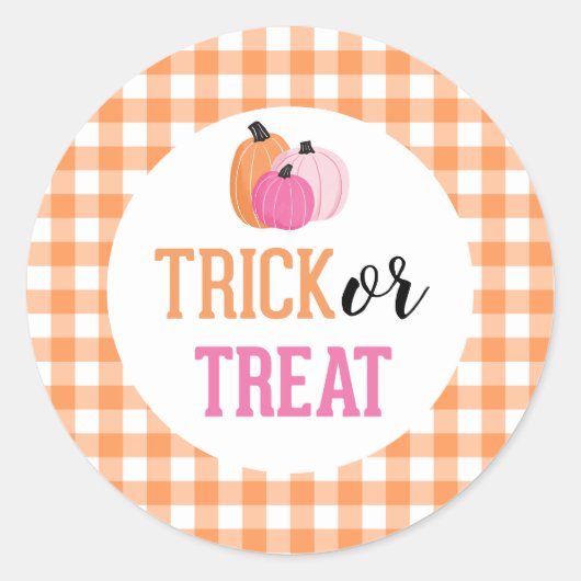 Roze pompoenen voor Trick or treat van Halloween Ronde Sticker (Voorkant)