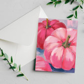  Roze Pompoenen Waterverf Feestdagenkaart
