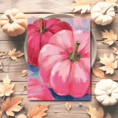  Roze Pompoenen Waterverf Feestdagenkaart