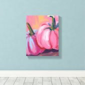 Roze Pompoenen Waterverf Herfst Schilderij Canvas Afdruk (Insitu (Houten vloer))
