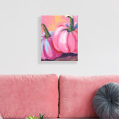 Roze Pompoenen Waterverf Herfst Schilderij Canvas Afdruk (Insitu (Woonkamer))