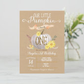 Roze pompoenherfst eerste uitnodiging van één dag (Staand voorkant)