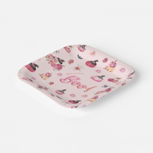 Roze pompoenpapier Borden Papieren Bordje (Gebogen)