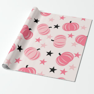 Roze pompoenpatroon met sterren cadeaupapier