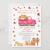 Roze pompoenpompoen met Herfst per Baby shower Kaart (Voorkant)