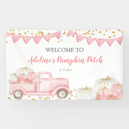 Roze pompoenpompoenwagen Birthday Banner