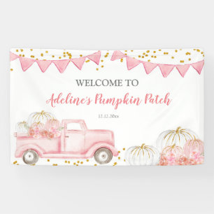 Roze pompoenpompoenwagen Birthday Banner