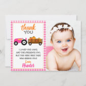 Roze pompoentractor Hartelijk dank Bedankkaart (Voorkant)